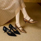 Damen Elegante Mary Jane Pumps mit dekorativem Riemen und niedrigem Absatz