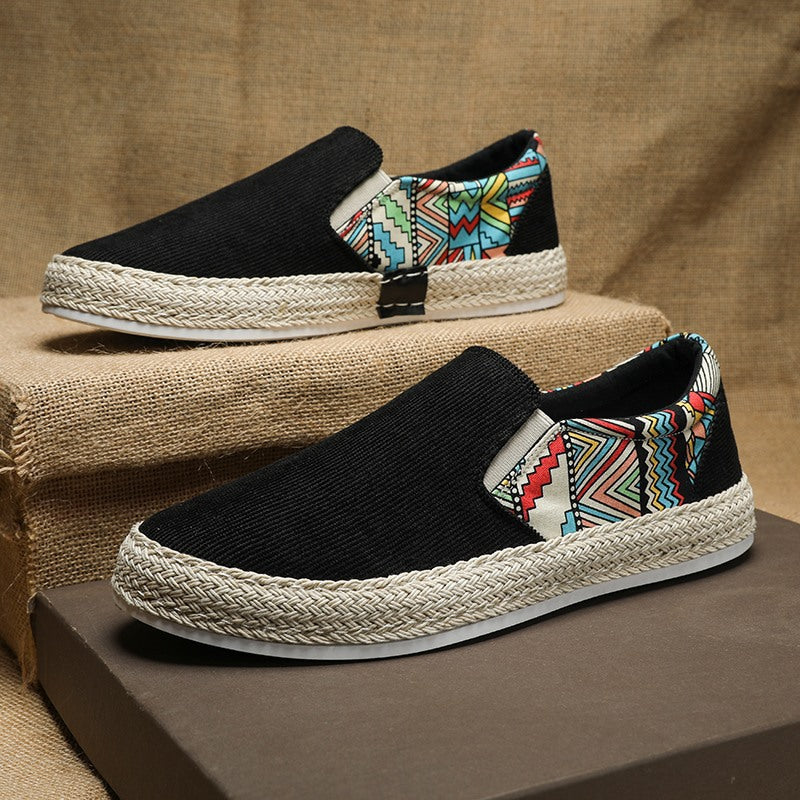 Damen Modische Slip-On Espadrilles mit buntem Ethnomuster R&B