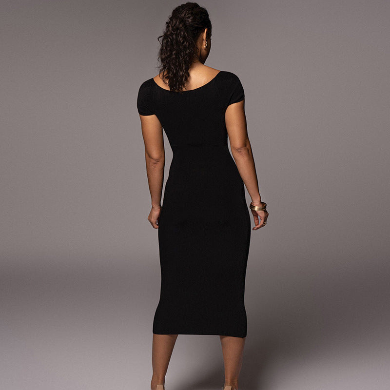 Damen Figurnahes Midi-Kleid mit schulterfreiem Design und eleganten Raffungseffekten R&B