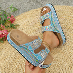 Damen dekorative Riemensandalen mit modischen Schnallen R&B