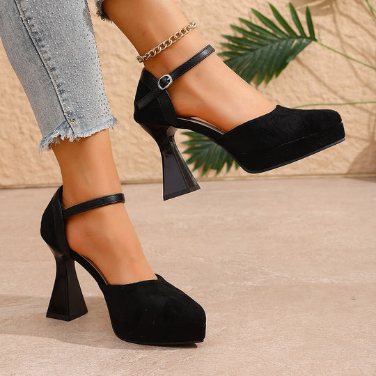 Damen Elegante Plateau-Pumps mit Riemchen R&B