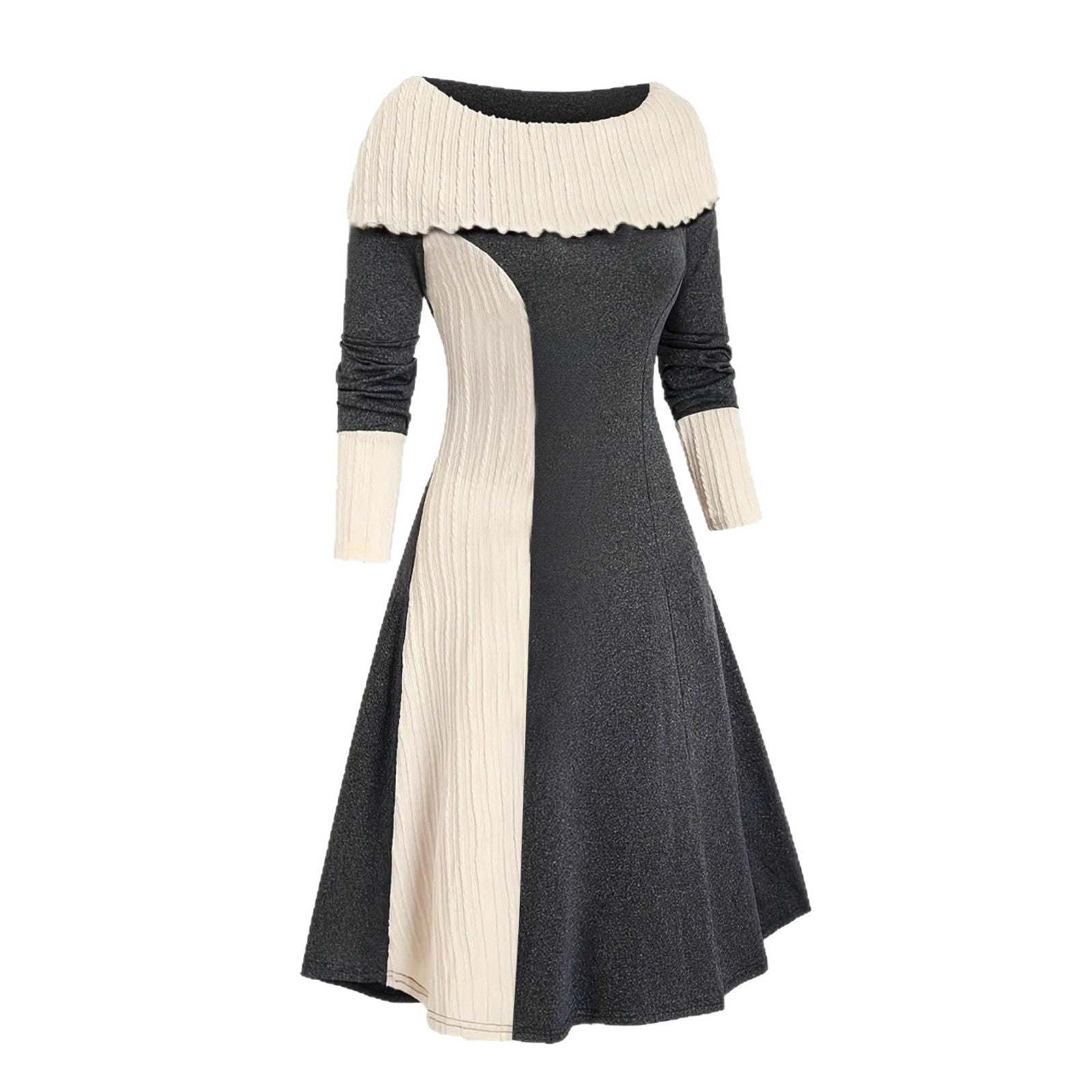 Damen Kleid mit asymmetrischem Schnitt und strukturiertem Kragen