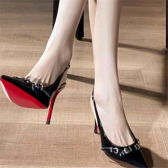 Damen Slingback Pumps mit glänzendem Obermaterial R&B