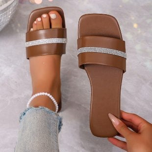 Damen modische Slides mit glitzerndem Riemen R&B