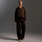 Damen Lässiges Poloshirt undweite Leggings Set R&B