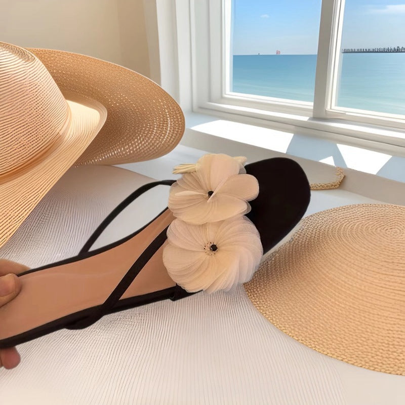 Damen Elegante und florale Zehensteg-Sandalen mit modischem Riemendesign R&B