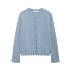 Damen elegante Strickjacke mit dekorativen Knöpfen R&B