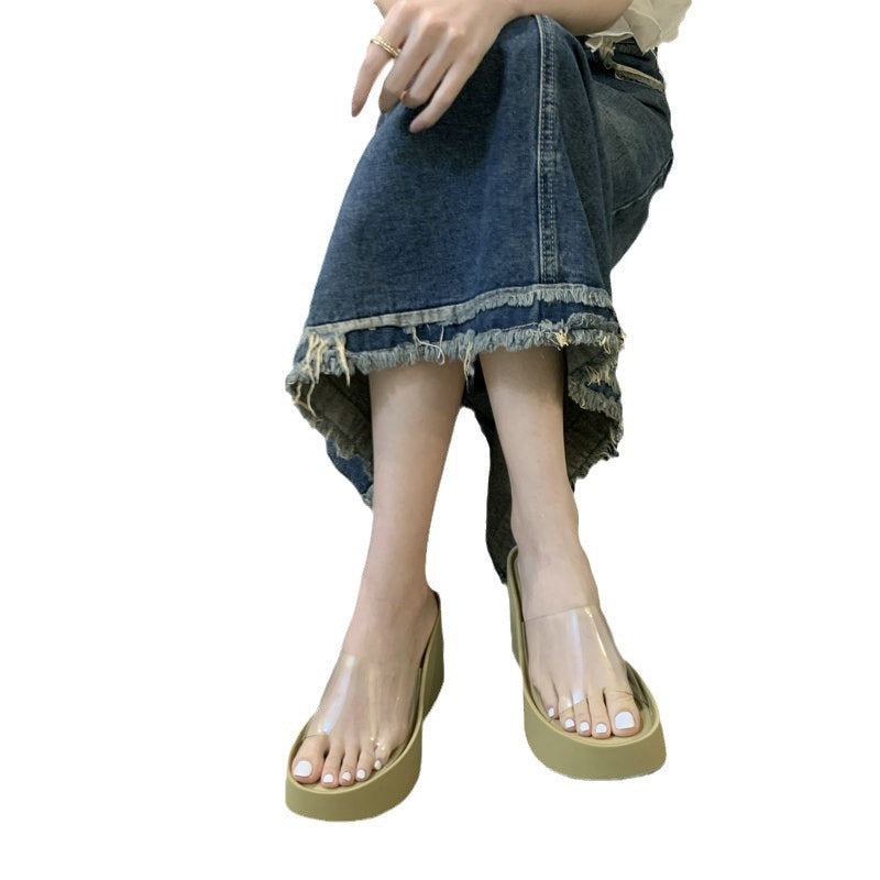 Damen Glamouröse Plateau-Sandalen mit transparentem Obermaterial R&B