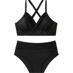 Damen Hochtaillierter Bikini mit Raffungen R&B