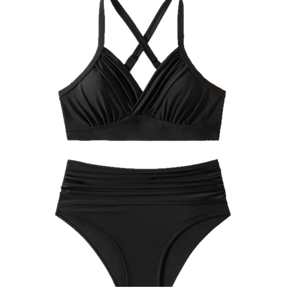Damen Hochtaillierter Bikini mit Raffungen R&B