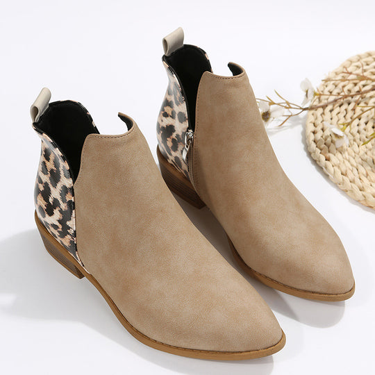 Damen elegante Ankle Boots mit modischem Leopardenmuster R&B
