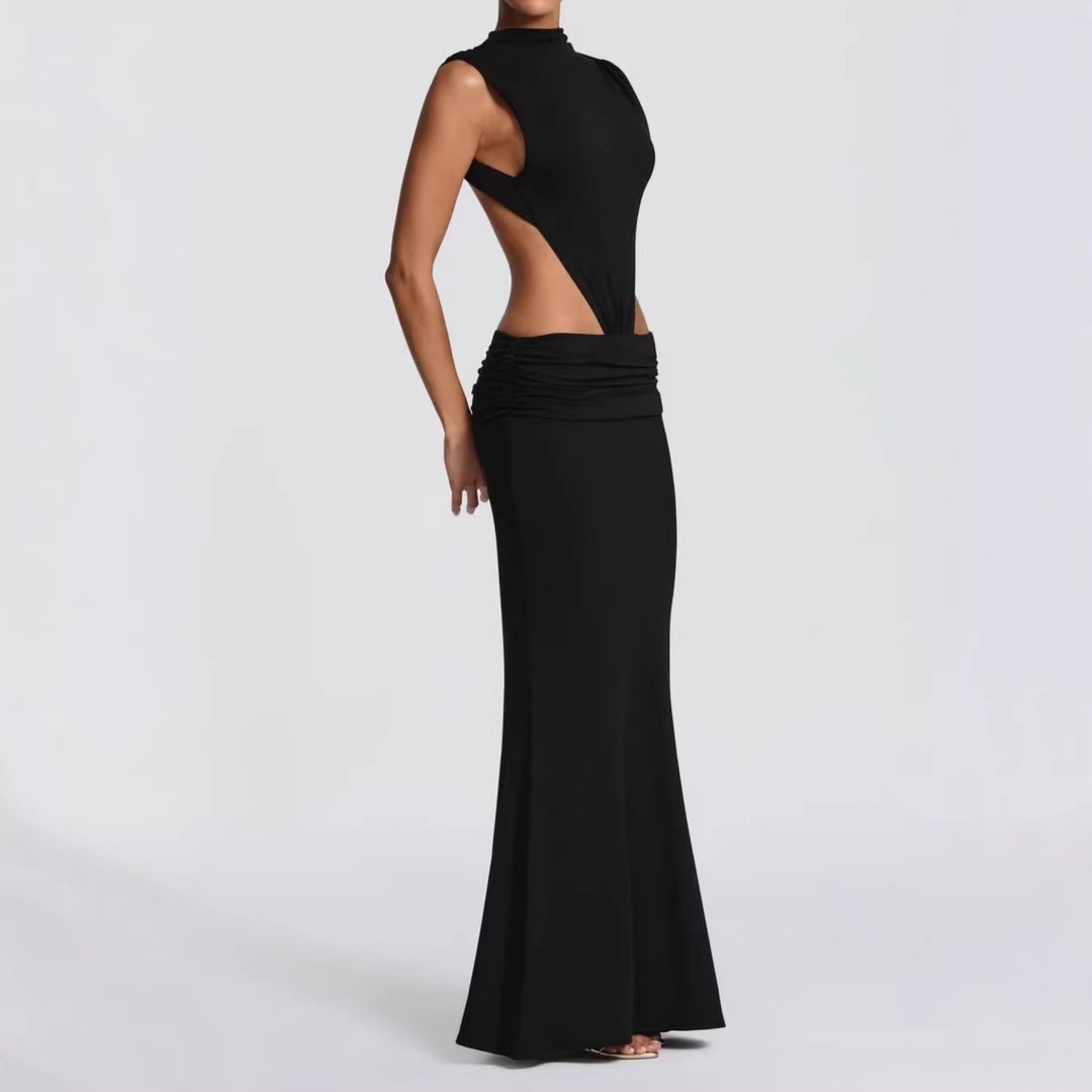 Damen Langes Maxi-Kleid mit raffinierten Cut-Outs und Raffung R&B
