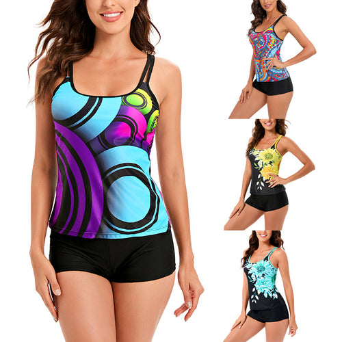 Damen Tankini-Set mit floralem Oberteil und praktischen Shorts R&B