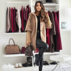Damen elegante und lässige Kapuzenjacke aus hochwertigem Strickmaterial R&B