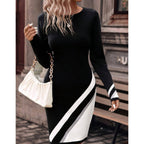 Damen Figurbetontes Strickkleid mit asymmetrischem Design R&B