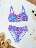 Damen Bikiniset mit modischem Verschluss und floralem Design R&B