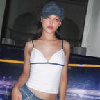 Damen Crop-Top mit tiefem V-Ausschnitt und verstellbaren Trägern R&B