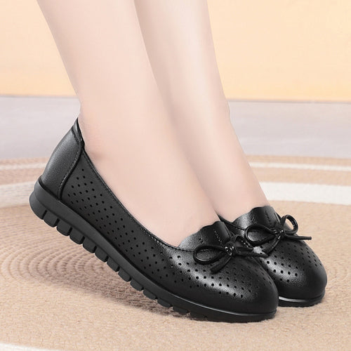 Damen Atmungsaktive Mokassins mit dekorativem Lochdesign und bequemer Sohle R&B
