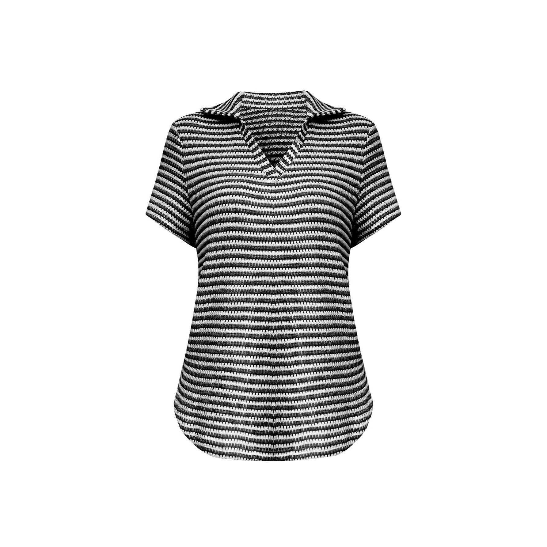Damen Polo-Shirt im strukturierten Design mit modernem V-Ausschnitt