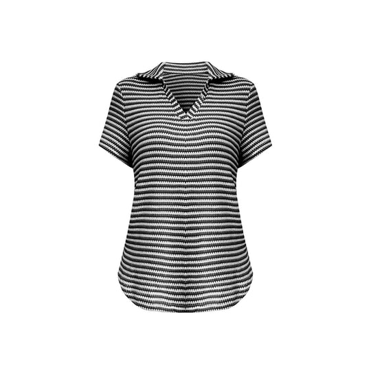 Damen Polo-Shirt im strukturierten Design mit modernem V-Ausschnitt R&B