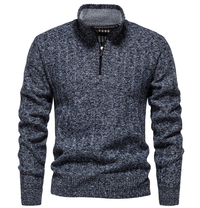Herren Pullover mit Stehkragen und Zipper R&B