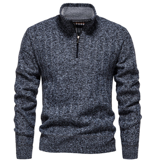 Herren Pullover mit Stehkragen und Zipper R&B