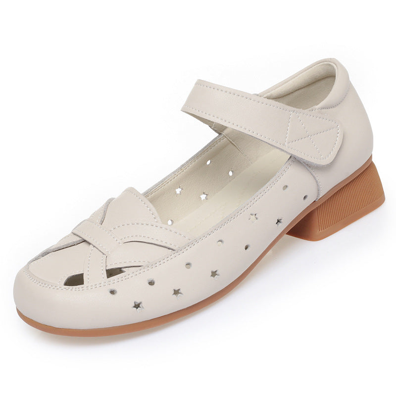 Damen Ballerinas mit verstellbarem Riemen und luftigen Lochmuster R&B