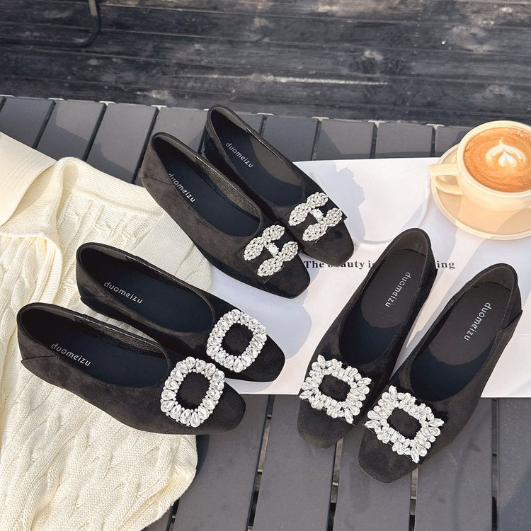 Damen elegante Ballerinas mit funkelnden Strass-Applikationen R&B
