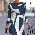Damen Langarm Kleid mit grafischem Design und elegantem Schnitt R&B