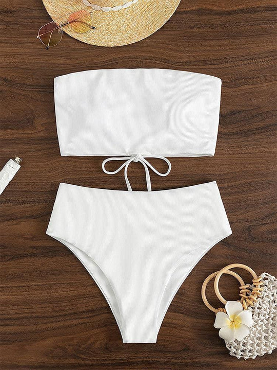Damen Bandeau-Bikini mit verstellbarem Höschen und raffiniertem Design R&B