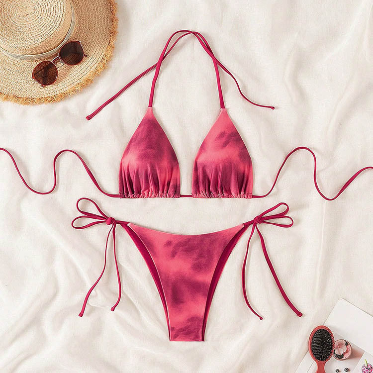 Damen Triangel-Bikini-Set mit verstellbaren Bindebändern R&B