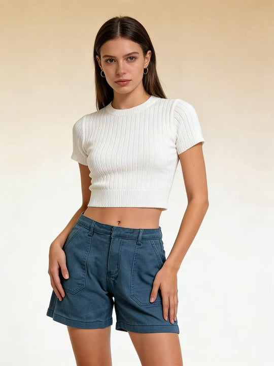 Damen lässige Sommer-Shorts mit seitlichen Taschen und komfortablem Schnitt R&B