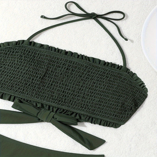 Damen Bandeau-Bikini mit Rüschendetails und hohem Bund R&B