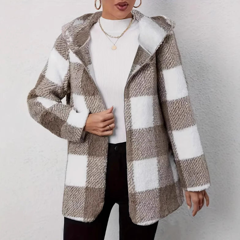 Damen Teddyjacke im modernen Karomuster R&B