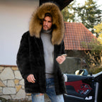 Herren Luxus Kunstfellmantel R&B