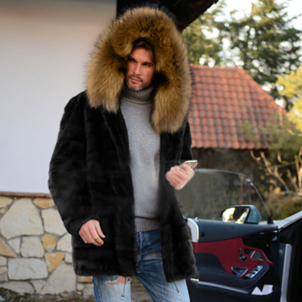 Herren Luxus Kunstfellmantel R&B