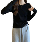 Damen Langarmshirt mit seitlichem Rüschendetail und lässigem Schnitt
