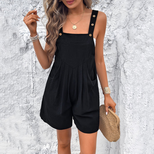 Damen Lässiger Jumpsuit mit Knopfdetails und praktischen Taschen R&B