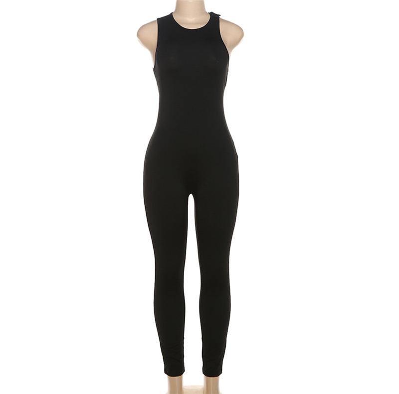 Damen Sportlicher Langoverall mit innovativem Cut-Out R&B