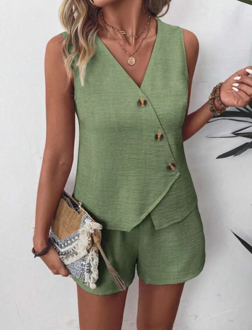 Damen eleganter Jumpsuit mit raffiniertem Wickeldesign R&B