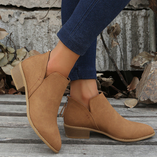 Damen modische Stiefeletten im angesagten Metallic-Look mit seitlichem Reißverschluss R&B