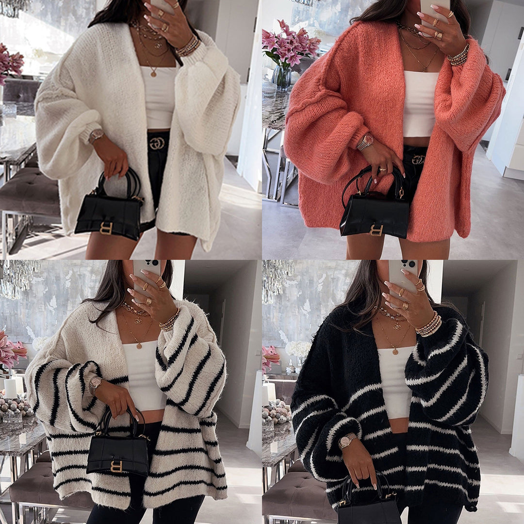 Damen Gemusterter Cardigan aus weichem Kuschelmaterial R&B