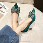 Damen elegante Pumps mit Schleifen-Detail und funkelndem Absatz R&B