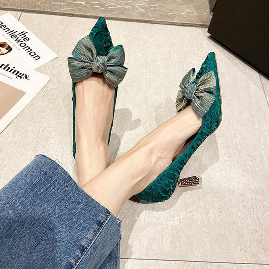 Damen elegante Pumps mit Schleifen-Detail und funkelndem Absatz R&B