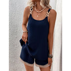 Damen Chic Spaghetti-Top mit modischen Gold-Details R&B