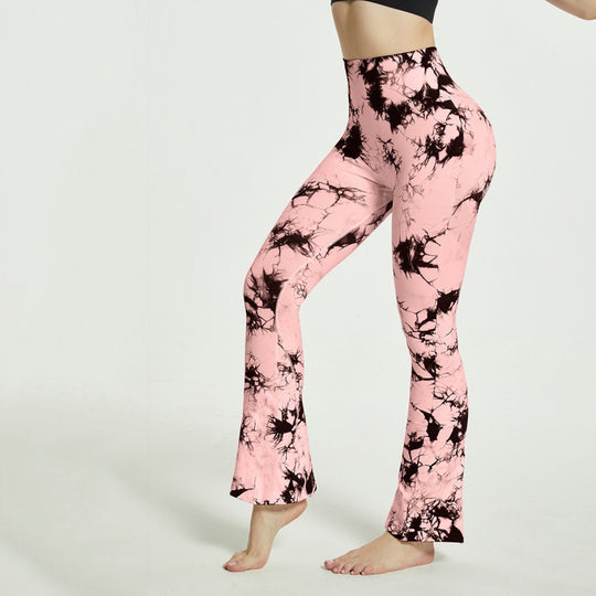 Damen Flared Yoga-Leggings mit einzigartigem Batikmuster R&B