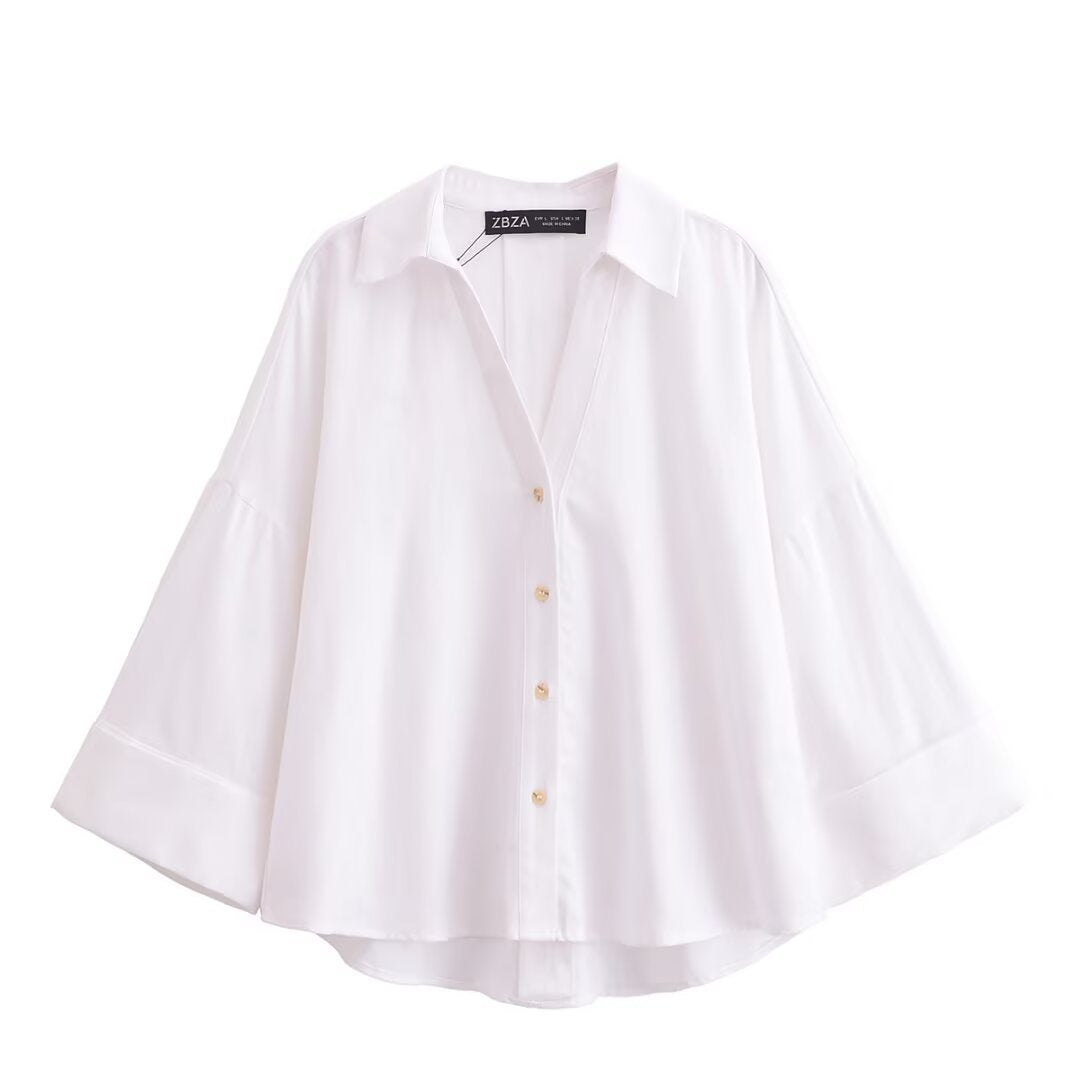 Damen Hemdblusenshirt mit lässigem Schnitt und eleganten 3/4-Ärmeln R&B