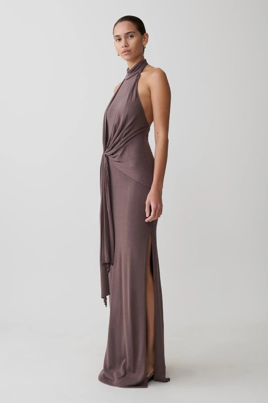 Damen Elegantes knöchellanges Wickelkleid mit tiefem Schlitz R&B
