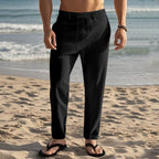 Herren lässige Strandhose mit elastischem Bund und atmungsaktivem Leinenmaterial R&B
