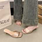 Damen elegante Strass-Pantoletten R&B